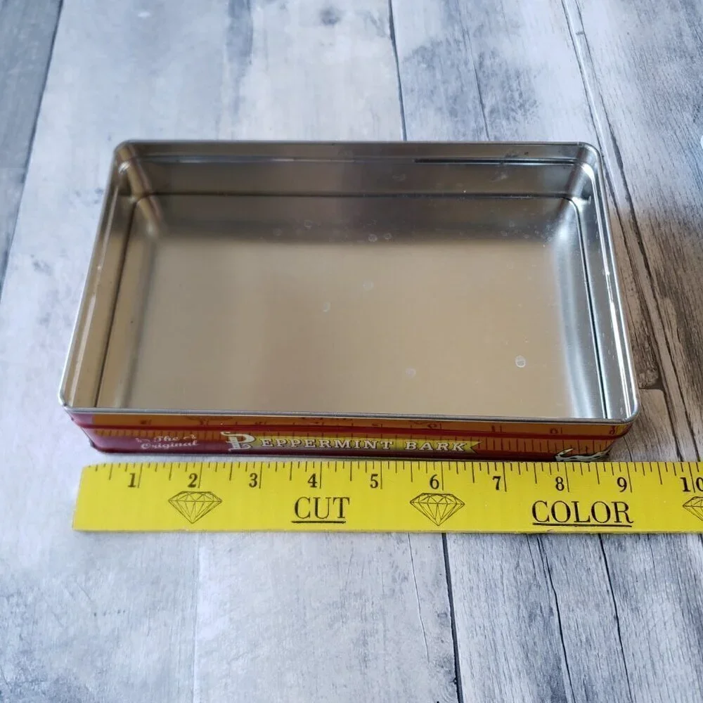 Williams Sonoma Peppermint Bark 1 lb. Tin, 8.5” long x 5.5” wide, EMPTY